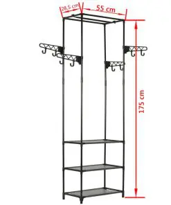 vidaXL Clothes Rack Steel and Non-woven Fabric 55×28.5×175 cm Black
