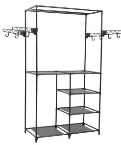 vidaXL Clothes Rack Steel and Non-woven Fabric 87x44x158 cm Black