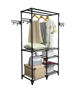 vidaXL Clothes Rack Steel and Non-woven Fabric 87x44x158 cm Black