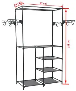 vidaXL Clothes Rack Steel and Non-woven Fabric 87x44x158 cm Black