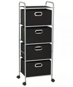 vidaXL Shelving Unit with 4 Storage Boxes Steel and Non-woven Fabric