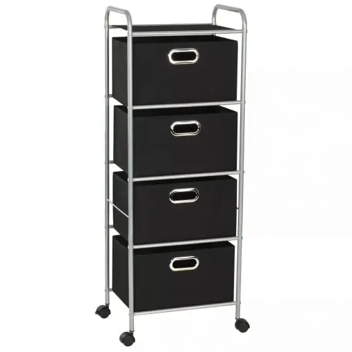 vidaXL Shelving Unit with 4 Storage Boxes Steel and Non-woven Fabric