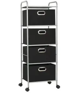 vidaXL Shelving Unit with 4 Storage Boxes Steel and Non-woven Fabric