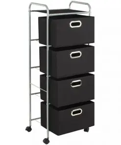 vidaXL Shelving Unit with 4 Storage Boxes Steel and Non-woven Fabric