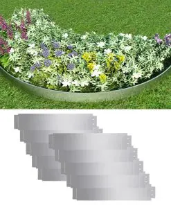 vidaXL Lawn Fence 10 pcs Galvanised Steel 100×20 cm