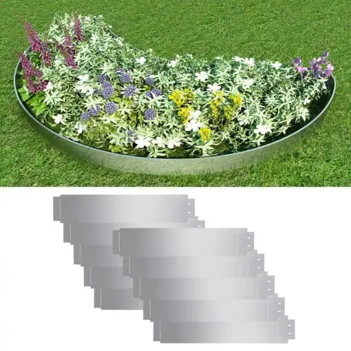 vidaXL Lawn Fence 10 pcs Galvanised Steel 100×20 cm