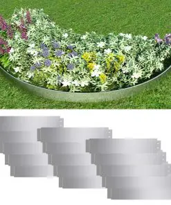 vidaXL Lawn Fence 15 pcs Galvanised Steel 100×20 cm