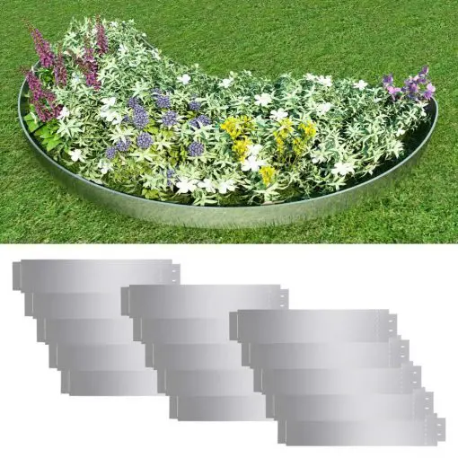 vidaXL Lawn Fence 15 pcs Galvanised Steel 100×20 cm