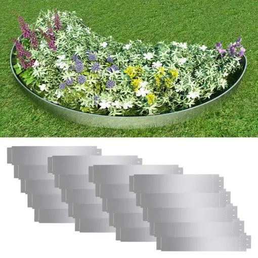 vidaXL Lawn Fence 20 pcs Galvanised Steel 100×20 cm