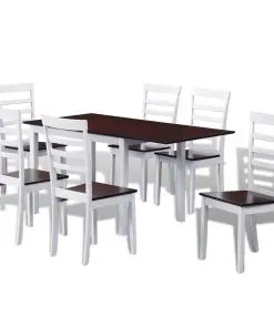 vidaXL Extending Dining Set 7 Pieces Brown and White