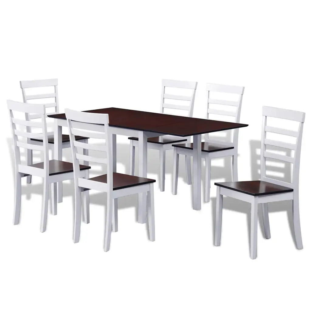 vidaXL Extending Dining Set 7 Pieces Brown and White