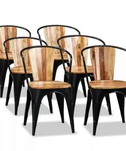 vidaXL Dining Chairs 6 pcs Solid Acacia Wood