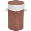 vidaXL Bamboo Laundry Bin Round Brown