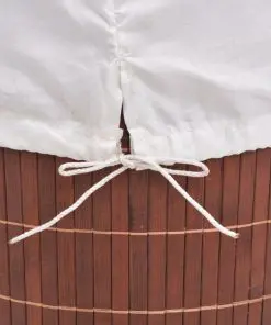 vidaXL Bamboo Laundry Bin Round Brown