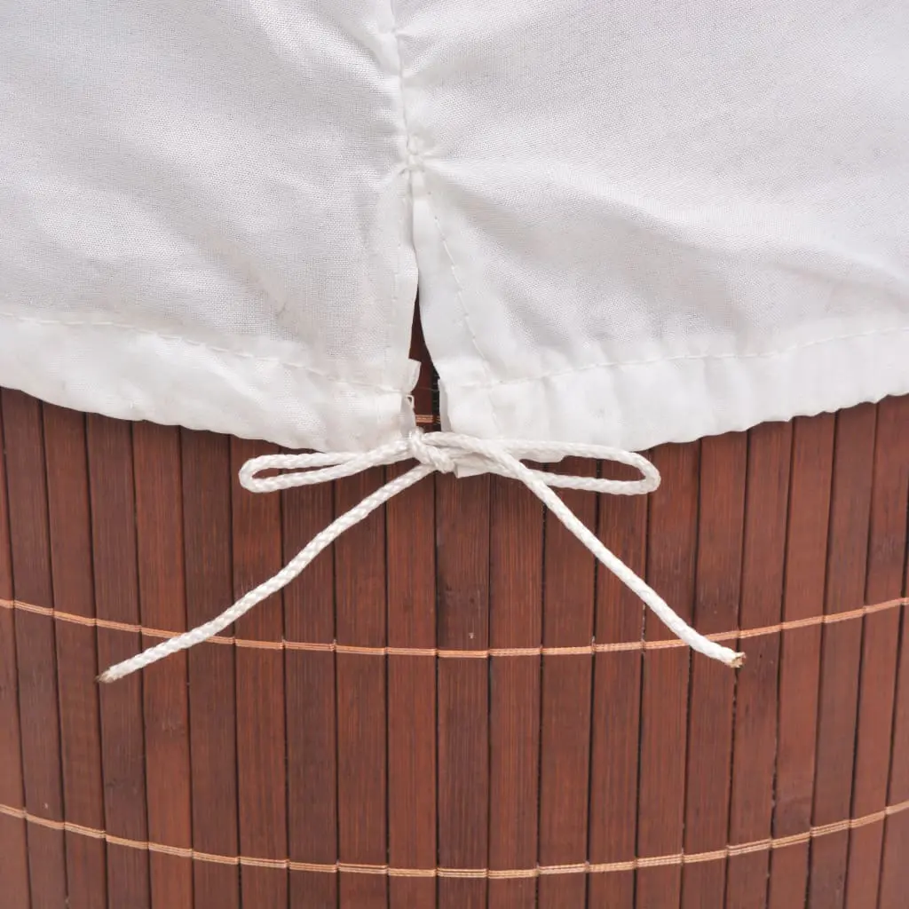 vidaXL Bamboo Laundry Bin Round Brown