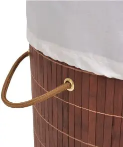 vidaXL Bamboo Laundry Bin Round Brown