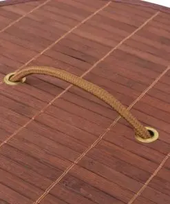 vidaXL Bamboo Laundry Bin Round Brown