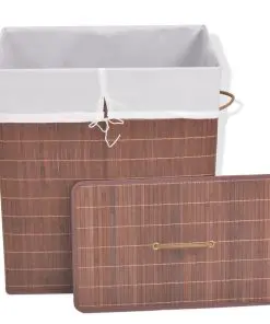vidaXL Bamboo Laundry Bin Rectangular Brown
