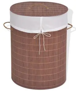 vidaXL Bamboo Laundry Bin Oval Brown