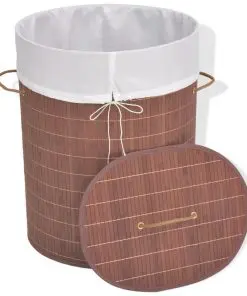 vidaXL Bamboo Laundry Bin Oval Brown