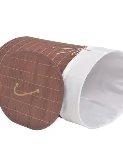 vidaXL Bamboo Laundry Bin Oval Brown