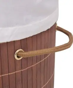 vidaXL Bamboo Laundry Bin Oval Brown