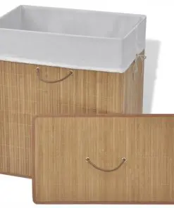 vidaXL Bamboo Laundry Bin Rectangular Natural