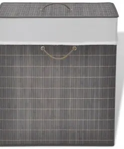 vidaXL Bamboo Laundry Bin Rectangular Dark Brown