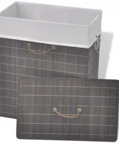 vidaXL Bamboo Laundry Bin Rectangular Dark Brown