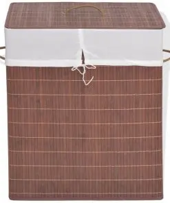 vidaXL Bamboo Laundry Bin Rectangular Brown