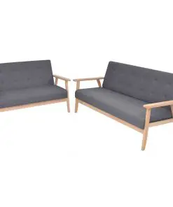 vidaXL Sofa Set 2 Pieces Fabric Dark Grey