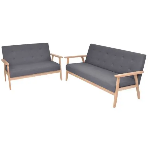 vidaXL Sofa Set 2 Pieces Fabric Dark Grey