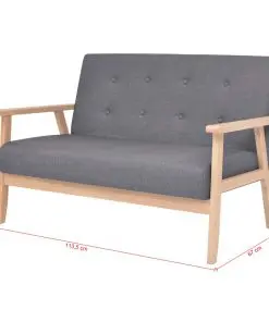 vidaXL Sofa Set 2 Pieces Fabric Dark Grey