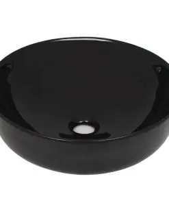 vidaXL Basin Ceramic Round Black 41.5×13.5 cm