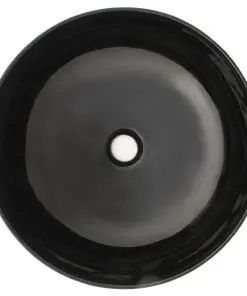 vidaXL Basin Ceramic Round Black 41.5×13.5 cm