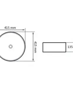 vidaXL Basin Ceramic Round Black 41.5×13.5 cm