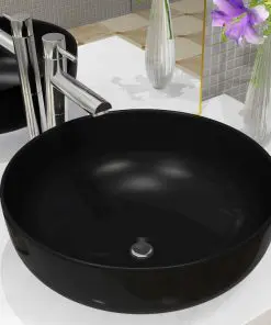 vidaXL Basin Ceramic Round Black 41.5×13.5 cm
