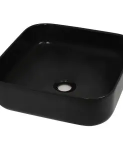 vidaXL Basin Ceramic Square Black 38x38x13.5 cm