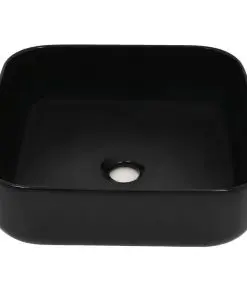 vidaXL Basin Ceramic Square Black 38x38x13.5 cm