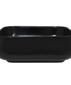 vidaXL Basin Ceramic Square Black 38x38x13.5 cm