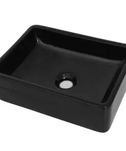 vidaXL Basin Ceramic Rectangular Black 41x30x12 cm
