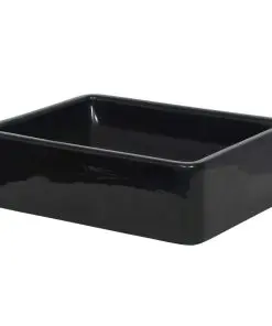 vidaXL Basin Ceramic Rectangular Black 41x30x12 cm