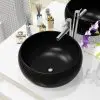 vidaXL Basin Ceramic Round Black 40×15 cm