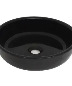 vidaXL Basin Ceramic Round Black 42×12 cm