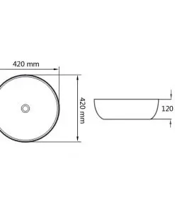 vidaXL Basin Ceramic Round Black 42×12 cm