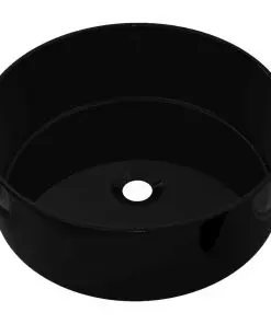 vidaXL Basin Ceramic Round Black 40×15 cm