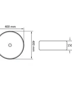 vidaXL Basin Ceramic Round Black 40×15 cm