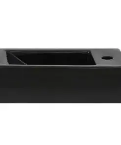 vidaXL Basin with Faucet Hole Rectangular Ceramic Black 46×25.5×12 cm