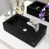 vidaXL Basin with Faucet Hole Rectangular Ceramic Black 46×25.5×12 cm