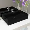 vidaXL Basin with Faucet Hole Ceramic Black 60.5×42.5×14.5 cm